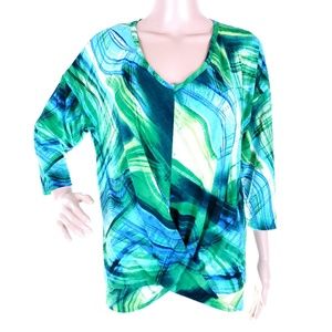 Crystal Women Top Blouse 3/4 Sleeves Size S - NWT